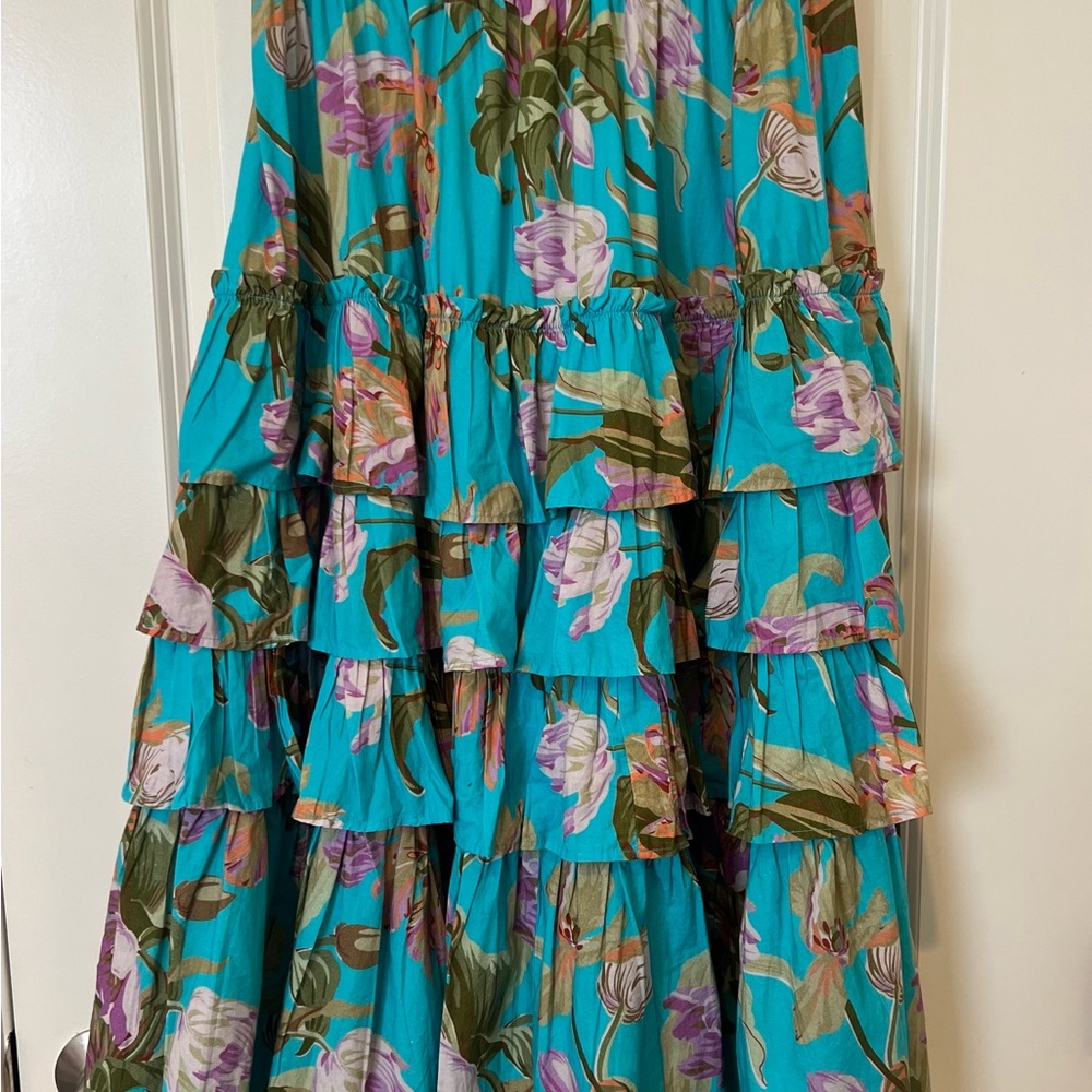 Love the Label Floral Tiered Skirt in Teal and Purple